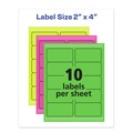 Labels | Avery 05978 2 in. x 4 in. High-Visibility Permanent Laser ID Labels - Assorted Neon (150/Pack) image number 4