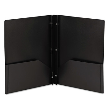 Smead 87725 11 in. x 8.5 in. 180-Sheet Capacity Poly 2-Pocket Folder with Fasteners - Black (25/Box)