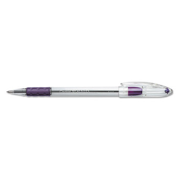  | Pentel BK90-V Stick Fine 0.7 mm R.S.V.P. Ballpoint Pen - Violet Ink, Clear/Violet Barrel (1-Dozen)