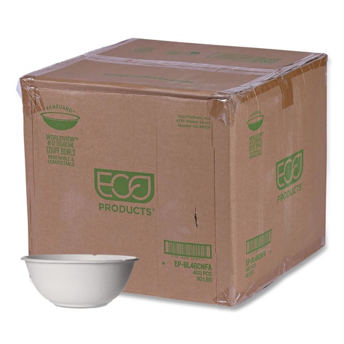 Bowls and Plates | Eco-Products EP-BL46CNFA 46 oz Vanguard Renewable and Compostable Sugarcane Bowls - White (400/Carton) image number 0