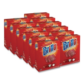 Brillo 23318 2.5 in. x 3 in. Steel Wool Soap Pads - Gray/Pink (12/Carton)