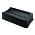 Trash & Waste Bins | Rubbermaid Commercial FG267360BLA Slim Jim 11.38 in. x 20.5 in. x 5 in. Swing Lid - Black image number 0