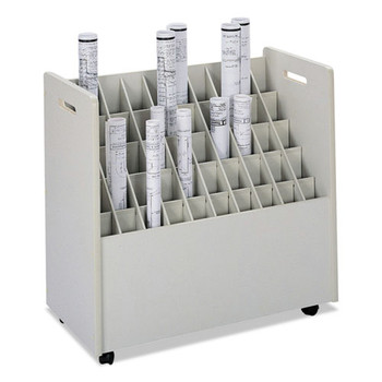 Safco 3083 30.25 in. x 15.75 in. x 29.25 in. 50 Compartments Laminate Mobile Roll Files - Putty