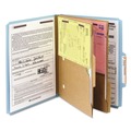 File Folders | Smead 14081 6 SafeSHIELD Fasteners 2 Dividers Letter Size 6-Section Pressboard Top Tab Pocket Classification Folders - Blue (10/Box) image number 2
