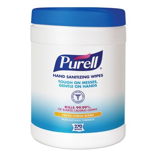Hand Wipes | PURELL 9113-06 6.75 in. x 6 in. Fresh Citrus Sanitizing Hand Wipes - White, (6/Carton) image number 0