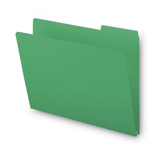 File Folders | Smead 21546 1/3-Cut Tabs Assorted Letter Size 1 in. Expansion Recycled Heavy Pressboard Folders - Green (25/Box) image number 0