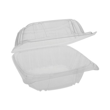 Pactiv Corp. YCI821600000 SENSATION SmartLock 5.74 x 5.95 x 3.1 Plastic Hinged Lid Container - Clear (500/Carton)