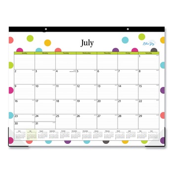Blue Sky 105496 22 in. x 17 in. 12-Month (Jul 2025-Jun 2026) Teacher Dots Academic Desk Pad - Black Binding/Clear Corners