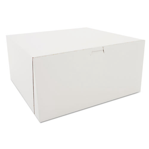 Food Trays, Containers, and Lids | SCT SCH 0989 12 in. x 12 in. x 6 in. Paper One-Piece Non-Window Bakery Boxes - White (50/Carton) image number 0
