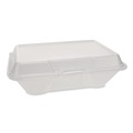 Food Trays, Containers, and Lids | Plastifar 12091 8 in. x 8.56 in. x 2.76 in. Secure Two Tab Latch Poly Bag Foam Hinged Lid Container - White (200/Pack) image number 3