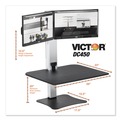 Monitor Stands | Victor DC450 28 in. x 23 in. x 20.25 in. High Rise Electric Dual Monitor Standing Desk Workstation - Black/Aluminum image number 3