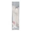 Cutlery | SOLO MOW8Y-0007 Medium Weight PP Kit Wrapped Fork/Knife/Teaspoon/Napkin with Salt and Pepper - White (250/Carton) image number 0