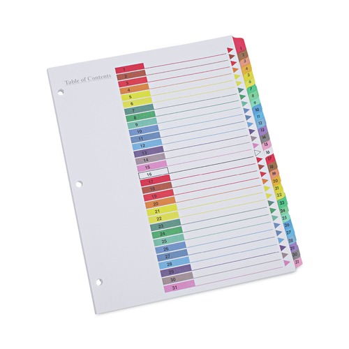 Dividers & Tabs | Universal UNV24814 11 in. x 8.5 in. 31-Tab 1 to 31 Deluxe Table of Contents Dividers for Printers - White (1 Set) image number 0