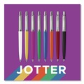 Pens | Parker 2096873 0.7 mm Medium Jotter Retractable Ballpoint Pen - Blue Ink, Black/Chrome Barrel image number 3