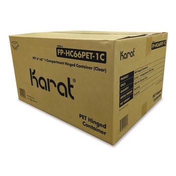Karat FP-HC66PET-1C PET Plastic Hinged Container 6 x 6 x 3.3 Clear Plastic (500/Carton)