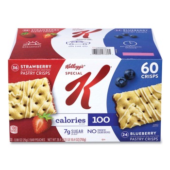 Green Rabbit 3800022083 Special K 0.88 oz Pastry Crisps - (36) Strawberry/(24) Blueberry (30-Pouches/Carton)