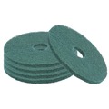 Labor Day Sale | Boardwalk BWK4013GRE 13 in. Diameter Heavy-Duty Scrubbing Floor Pads - Green (5/Carton) image number 0