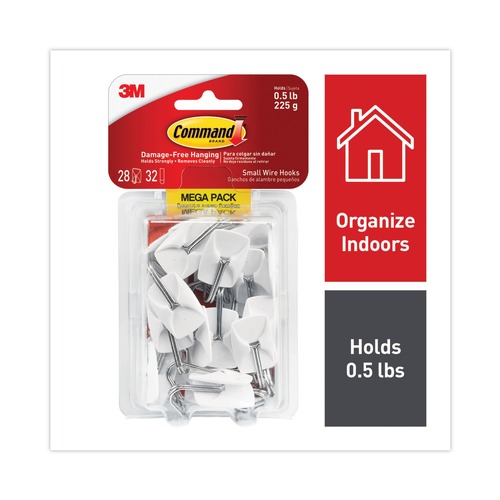 Wall Racks & Hooks | Command 17067-MPES 0.5 lbs. Capacity Small Metal General Purpose Hooks - White/Silver (28/Pack) image number 0