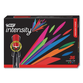 BIC GPMM36AST Intensity Chisel Tip Permanent Markers - Assorted Colors (36-Piece/Pack)
