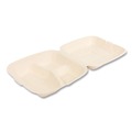 Food Trays, Containers, and Lids | Boardwalk BWKHNGE3C9NPFA 9 in. x 3.19 in. x 9 in. Bagasse PFAS-Free 3-Compartment Food Containers - Tan (200/Carton) image number 1