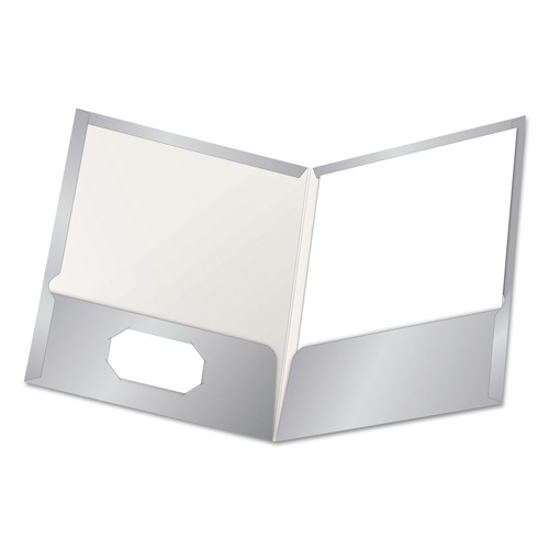 File Folders | Oxford 51705EE 100-Sheet Capacity 11 in. x 8.5 in. High Gloss Laminated Paperboard Folder - Gray (25/Box) image number 0