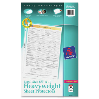 SHEET PROTECTORS | Avery 73897 Legal Size Heavyweight Top-Load Polypropylene Sheet Protector - Diamond Clear (25/Pack)