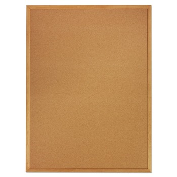 Quartet 303 36 in. x 24 in. Classic Series Cork Bulletin Board - Tan Surface, Oak Fiberboard Frame