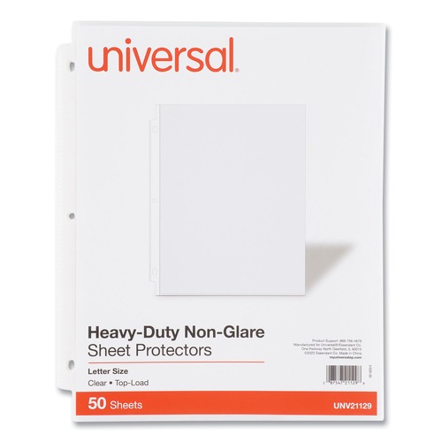 Sheet Protectors | Universal UNV21129 Top-Load Heavy Gauge Non-Glare Poly Sheet Protectors - Clear (50/Pack) image number 0