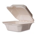 Food Trays, Containers, and Lids | Vegware VW-HC6NFA 5.9 in. x 5.9 in. x 2.9 in. Nourish Molded Fiber Compostable Sugarcane Takeout Containers - White (400/Carton) image number 0