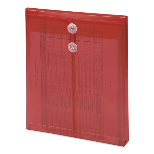 File Folders | Smead 89547 9.75 x 11.63 Open-End (Vertical) Poly String and Button Interoffice Envelopes - Transparent Red (5/Pack) image number 0