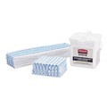 Cleaning Cloths | Rubbermaid Commercial HYGEN 2134283 12 x 12 Disposable Microfiber Cleaning Cloths - Blue/White Stripes (600/Carton) image number 1