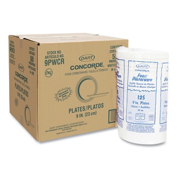 Dart 9PWCR 9 in. Diameter Concorde Foam Plate - White (500/Carton)