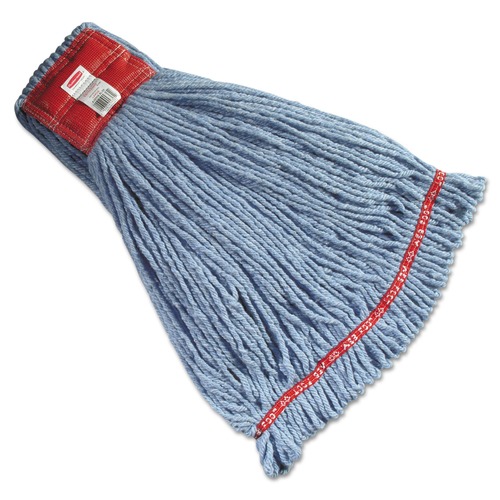 Mops | Rubbermaid Commercial FGA25306BL00 Web Foot Cotton/Synthetic Shrinkless Wet Mop Heads - Large Blue (6/Carton) image number 0