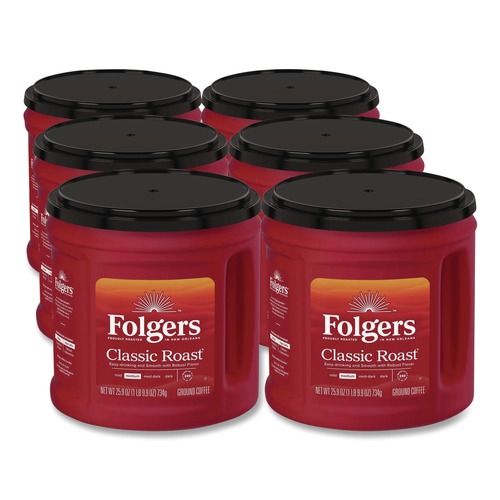  | Folgers 2550030407 25.9 oz. Canister Classic Roast Ground Coffee (6/Carton) image number 0
