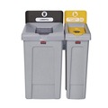 Trash & Waste Bins | Rubbermaid Commercial 2185052 Slim Jim Recycling Station Kit 1-Stream Bottles and Cans 23 gal Plastic Yellow/Gray image number 3