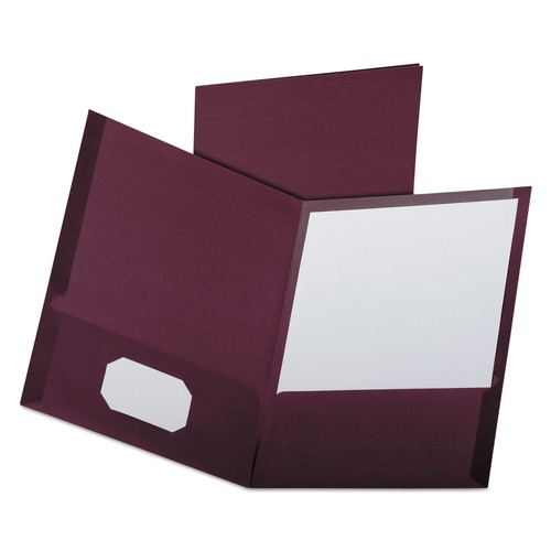 Report Covers & Pocket Folders | Oxford 53441EE Linen Finish Twin Pocket Folders - Letter, Burgundy (25/Box) image number 0
