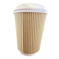 Cups and Lids | Karat C-KRC512 12 oz. Paper Ripple Hot Cups - Kraft/White (500/Carton) image number 1