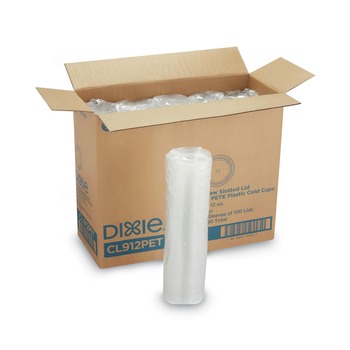 CUPS AND LIDS | Dixie CL912PET Plastic Cold Drink Cup Lids Fits 9 oz. to 12 oz. Cold Cups - Clear (1000/Carton)