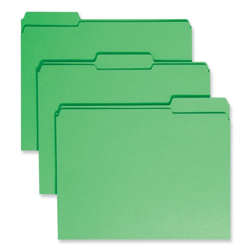 File Folders | Smead 12134 0.75 in. Expansion Reinforced 1/3-Cut Top Tab Colored File Folders - Letter Size/Green (100/Box) image number 0
