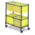 Office Filing Cabinets & Shelves | Safco 5278BL 25.75 in. x 14 in. x 29.75 in. 3 Bins 2-Tier Metal Rolling File Cart - Black image number 1