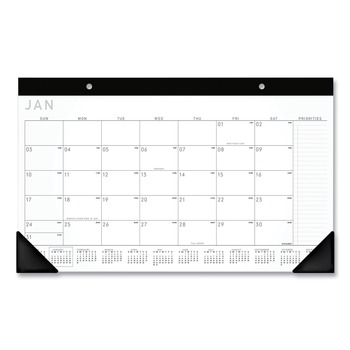 AT-A-GLANCE SK14X00 12 Month: Jan 2026 to Dec 2026 18 in. x 11 in. Contemporary Monthly Desk Pad - White Sheets, Black Binding/Corners
