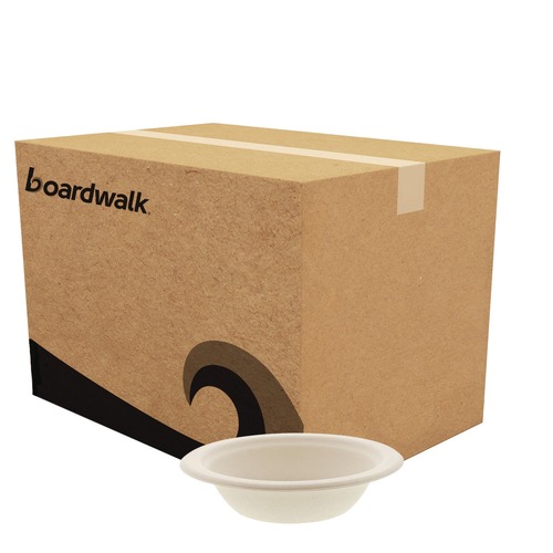 Bowls and Plates | Boardwalk BWKBOWL12NPFA 12 oz. Bagasse PFAS-Free Dinnerware Round Bowl - Tan (1000/Carton) image number 0