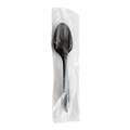 Cutlery | Boardwalk BWKSPOONBLPPIW Mediumweight Individually Wrapped Polypropylene Plastic Spoon Cutlery - Black (1000/Carton) image number 1