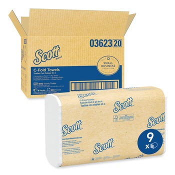 Scott 03623 10.13 in. x 13.15 in. 1-Ply Essential C-Fold Towels - White (9 Packs/Carton)