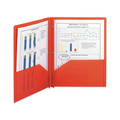 File Folders | Smead 87727 11 in. x 8.5 in. 180-Sheet Capacity Poly 2-Pocket Folder with Fasteners - Red (25/Box) image number 3