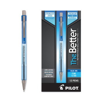 Pilot 30001 Better Fine 0.7 millimeter Retractable Ballpoint Pen - Blue Ink/Translucent Blue Barrel (1-Dozen)