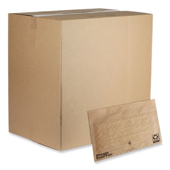 Pregis 4083815 EverTec 14 in. x 9 in. No. 4 Self-Adhesive Closure Kraft Paper Curbside Recyclable Padded Mailer - Brown (150/Carton)