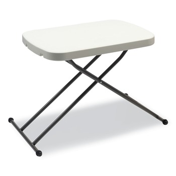 Alera 65604 25.6 in. x 17.7 in. x 19 in. to 28 in. Rectangular Height-Adjustable Personal Folding Table - White Top/Dark Gray Legs