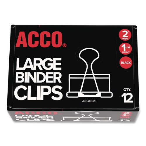 Just Launched | ACCO A7072100B Large Binder Clips - Black/Silver (1-Dozen) image number 0