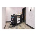 Cleaning Carts | Rubbermaid Commercial 2202527 24.4 in. x 62.4 in. x 49 in. Full-Size 3-Shelf Resin Housekeeping Cart with Accessory Bundle - Black image number 2